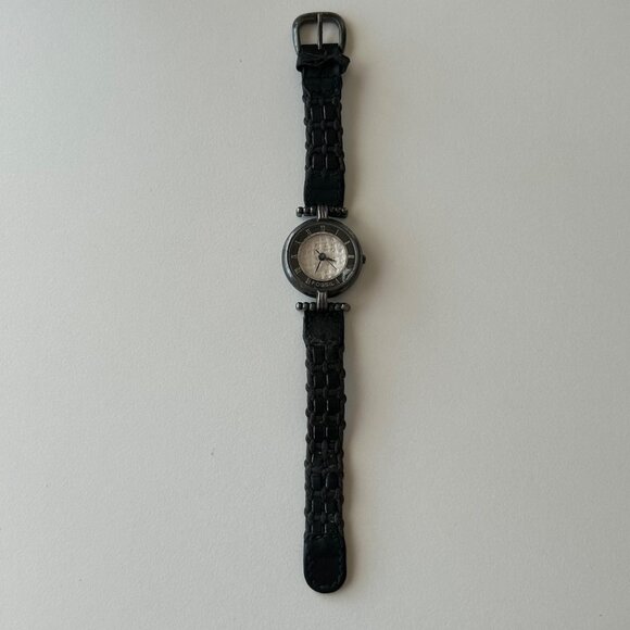 Fossil Womens PC-9155 Silver-Tone Analog Watch With Black Braided Leather Strap - Picture 4 of 7